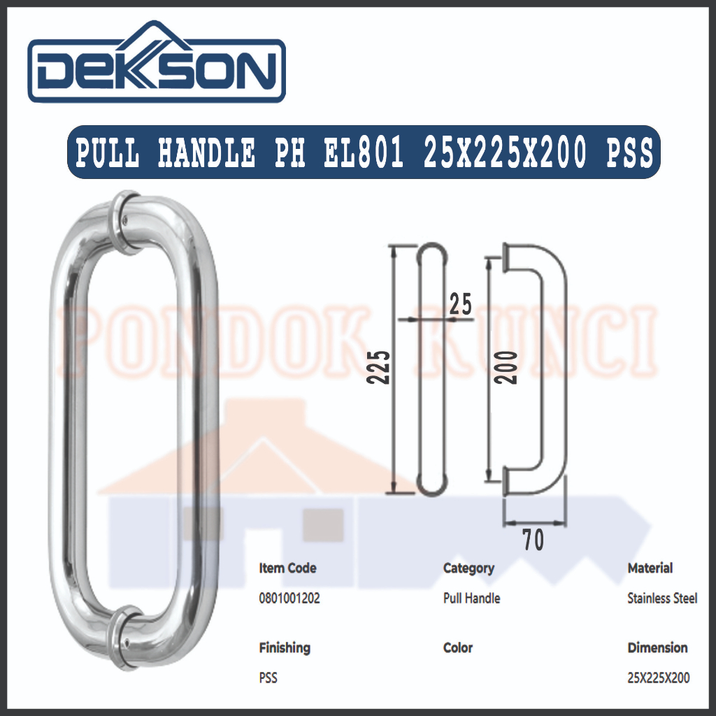 Gagang Tarikan Pintu Dekkson Pull Handle PH EL801 25X225X200 PSS