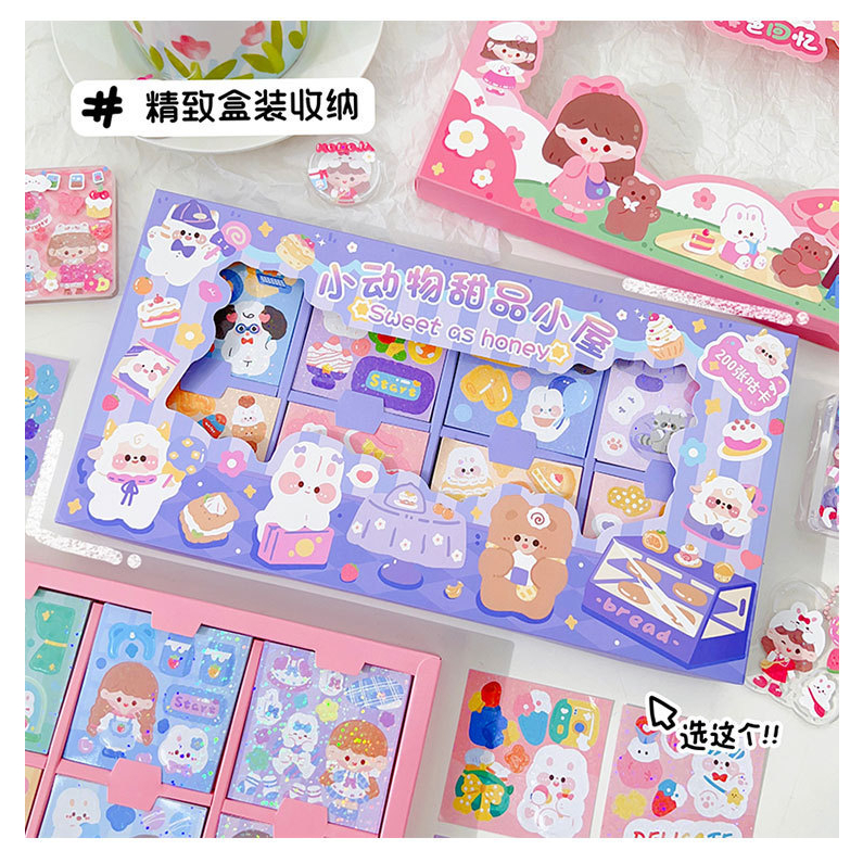 

1 B0X [ ISI 100PCS ] Sticker Momo Lucu Aesthetic Korea Glitter Hologram Deco Journal / 100 Lembar Stiker Momo Kartun Waterproof / DIY Diary Jurnal Sanrio Series