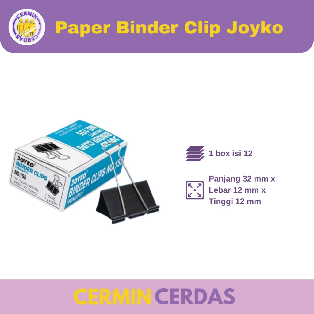 

Paper Binder Clip Joyko Penjepit Kertas Warna Hitam per Pack