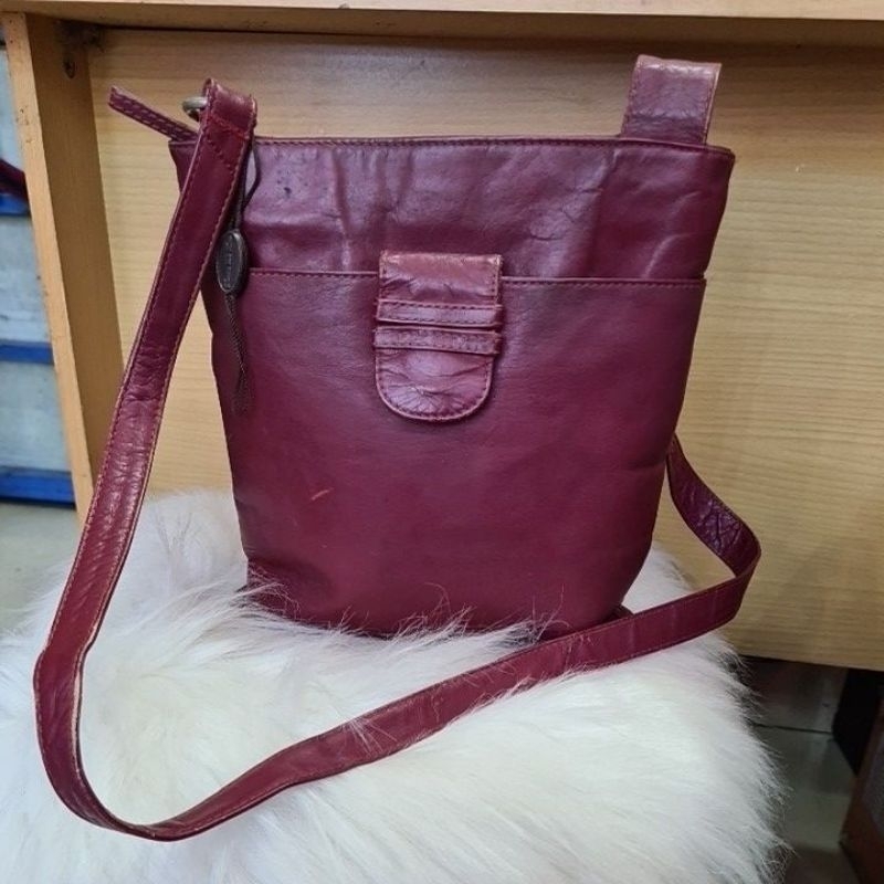 TAS KULIT ASLI SIENNA* MAROON AUTH
