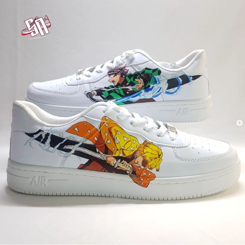 (BISA CUSTOM GAMBAR) AF 1 Zenitsu Agamatsu X Kamado Tanjirou Demon Slayer Glow In the Dark