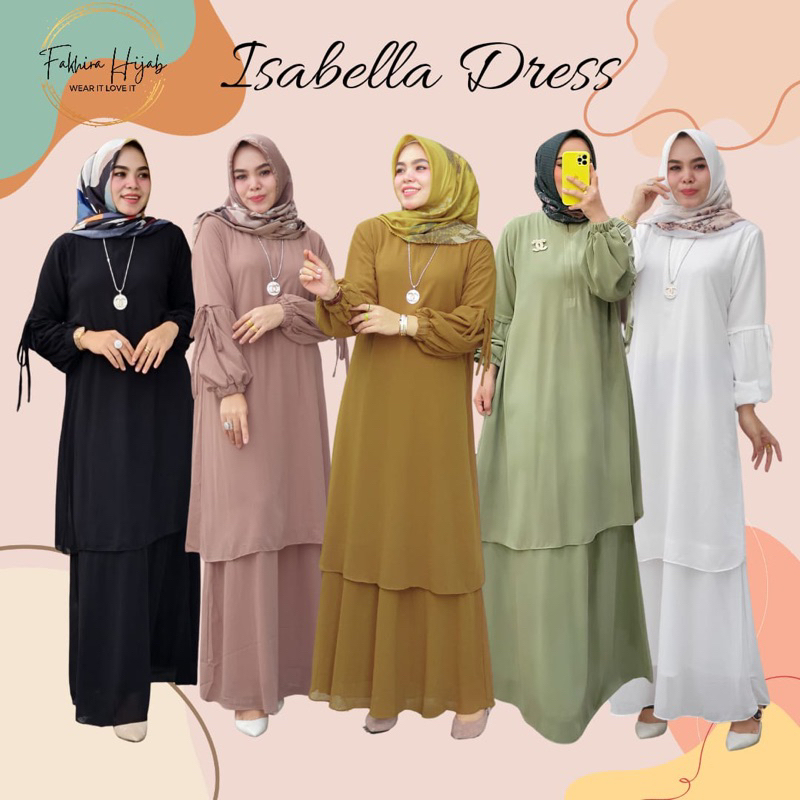 Isabella Dress Hitam Putih by FAKHIRA HIJAB/ Gamis Umroh Lebaran