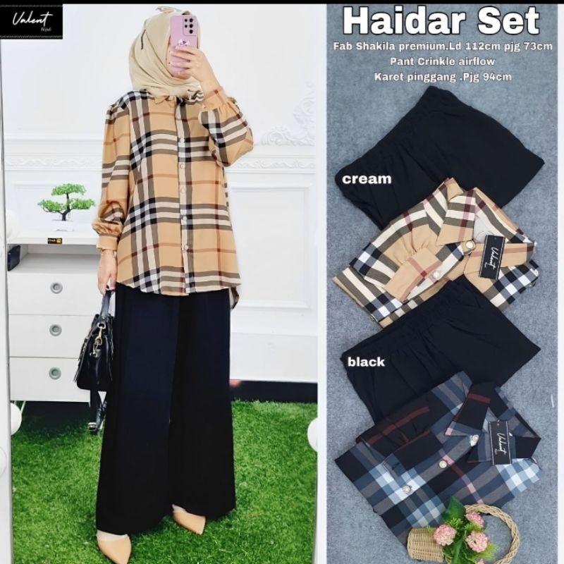 Baju Setelan Wanita One Set Haidar Set Kotak Kotak Jumbo Busui