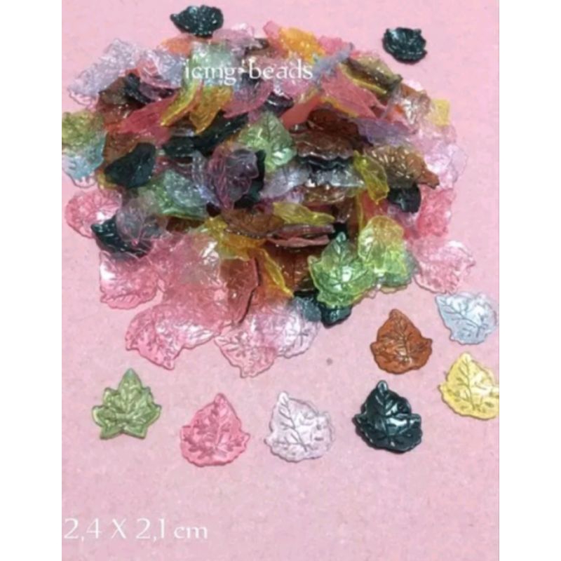 Mote Akrilik Daun Anggur warna Mix
