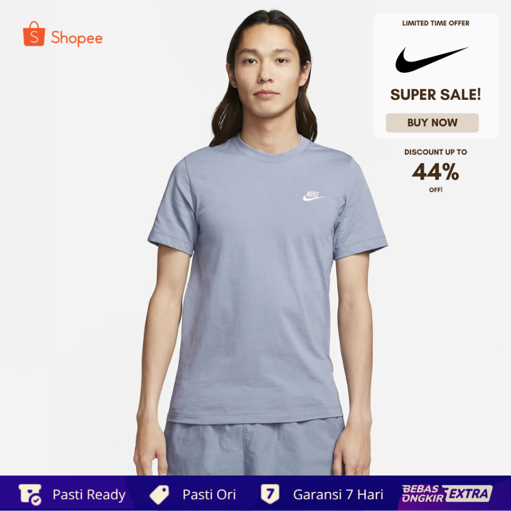 Kaos Nike Original Pria Sportswear Club Tee - Ashen Slate