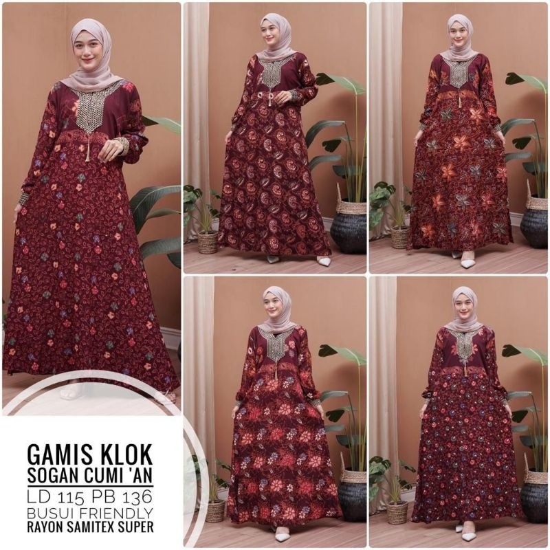 Gamis batik sogan cumikan renda