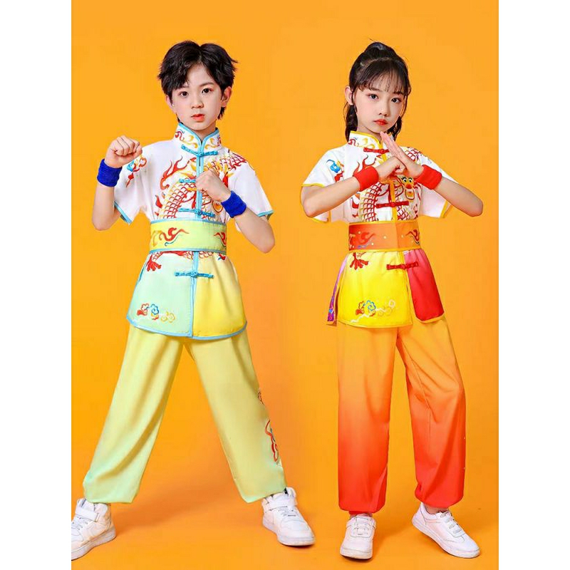 PO SETELAN BAJU WUSHU ANAK LENGAN PENDEK ORIENTAL