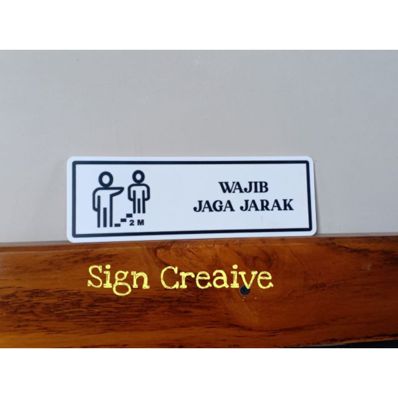 

label signage akrilik jaga jarak