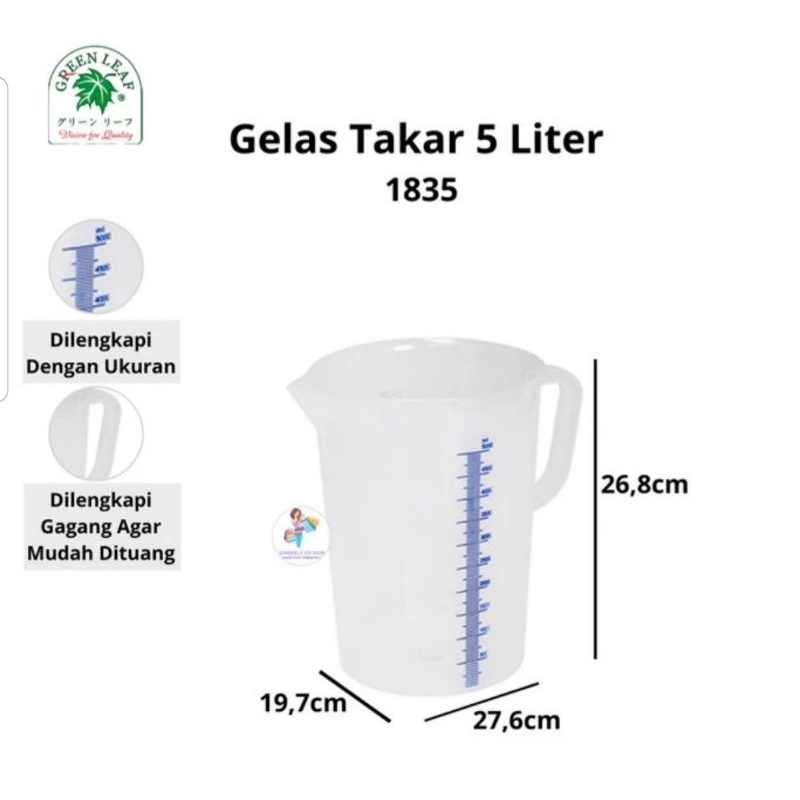 GREEN LEAF : GL-1835 GELAS UKUR / TAKARAN JUMBO 5 LITER SCARLETT 1835