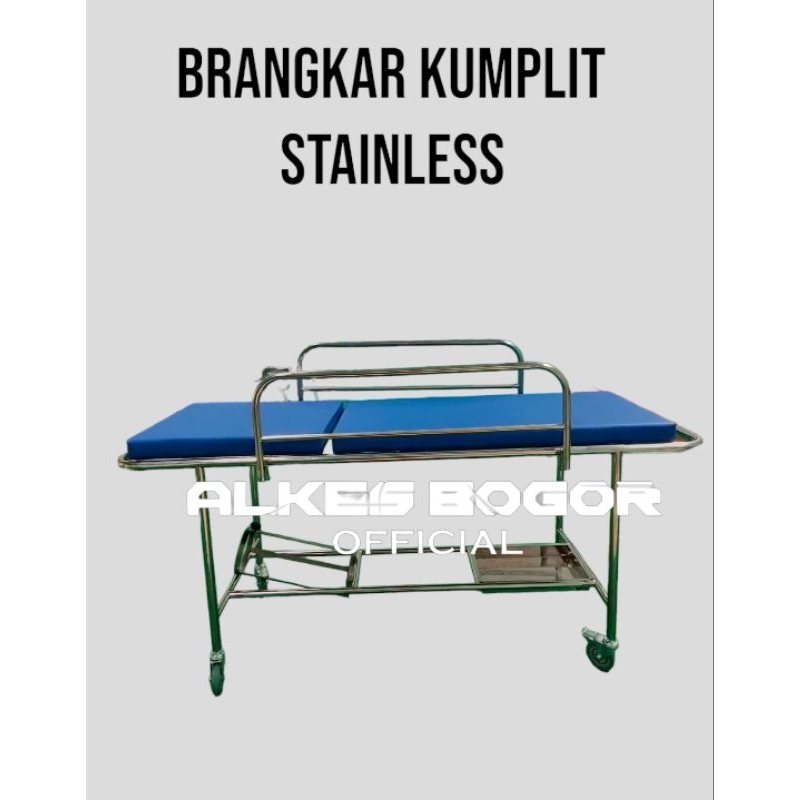 Brangkar UGD Dorong Pasien Kumplit Stainless Ss| Brancard Emergency Bed Medicial Rumah Sakit