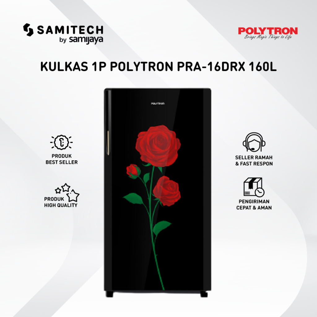 KULKAS 1 PINTU POLYTRON PRA-16DRX 16 DRX 16DRX 149 LITER SEMI DEFROST WITH HANDLE
