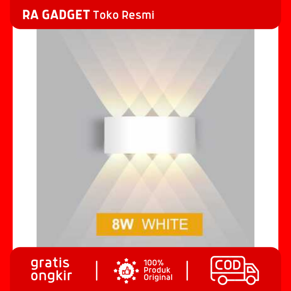Lampu Dinding Hias Outdoor Aluminium 8W 8 LED Warm White / Lampu LED Hiasan Outdoor Kamar Teras Ruan