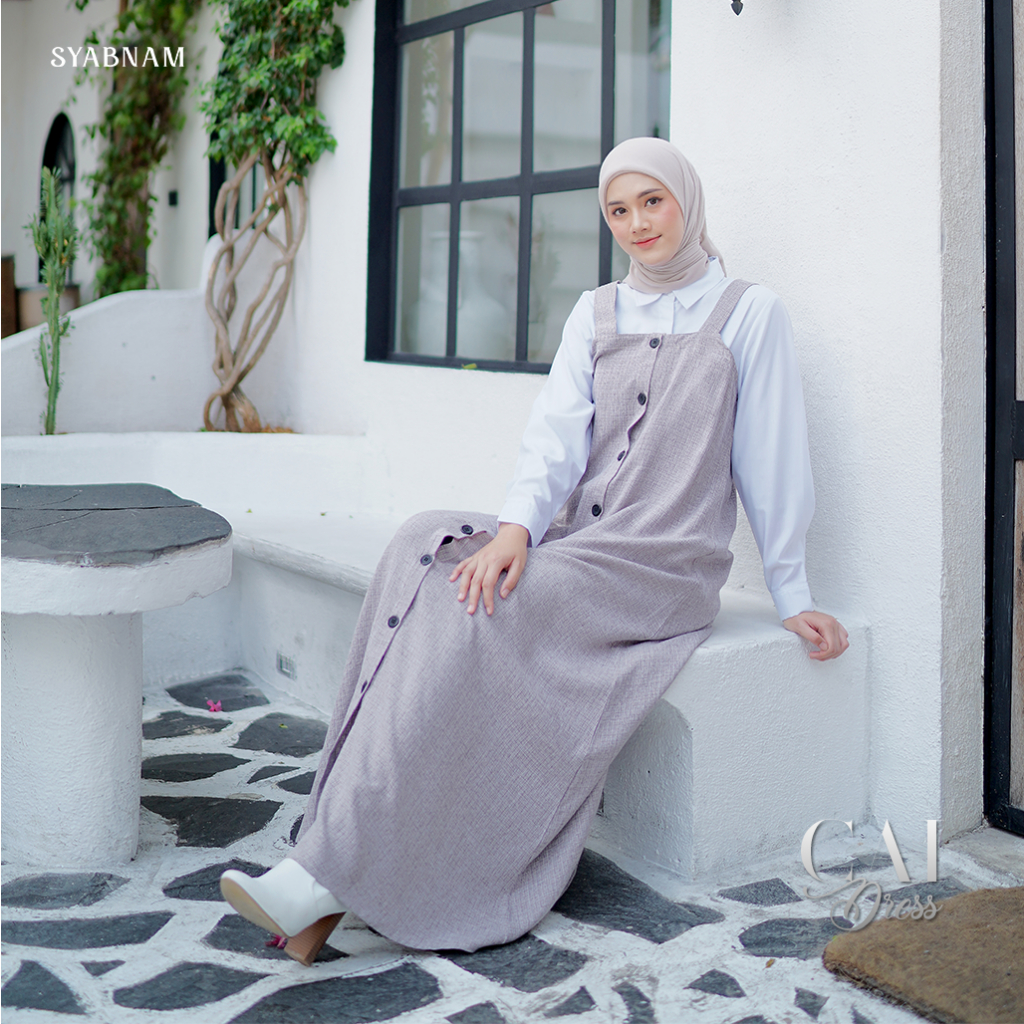 Cai Dress - Outer Dress Wanita - Brown dan Grey | Syabnam Official