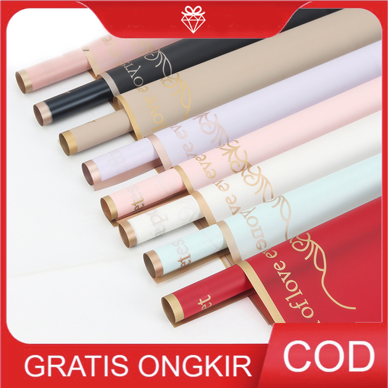 

1 LEMBAR Korean cellophane English List Gold buket bunga W031