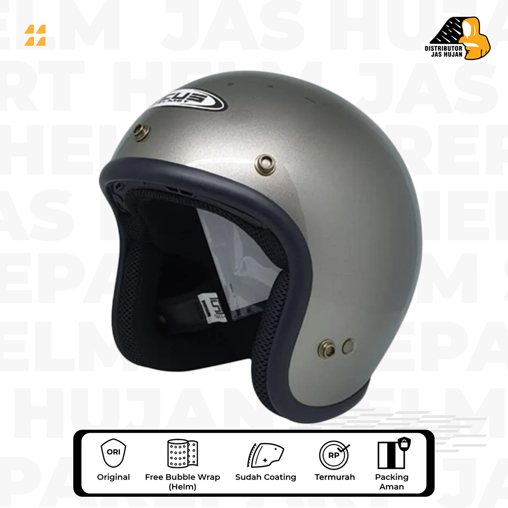 Helm Half Face Retro Zeus 385 Dark Silver