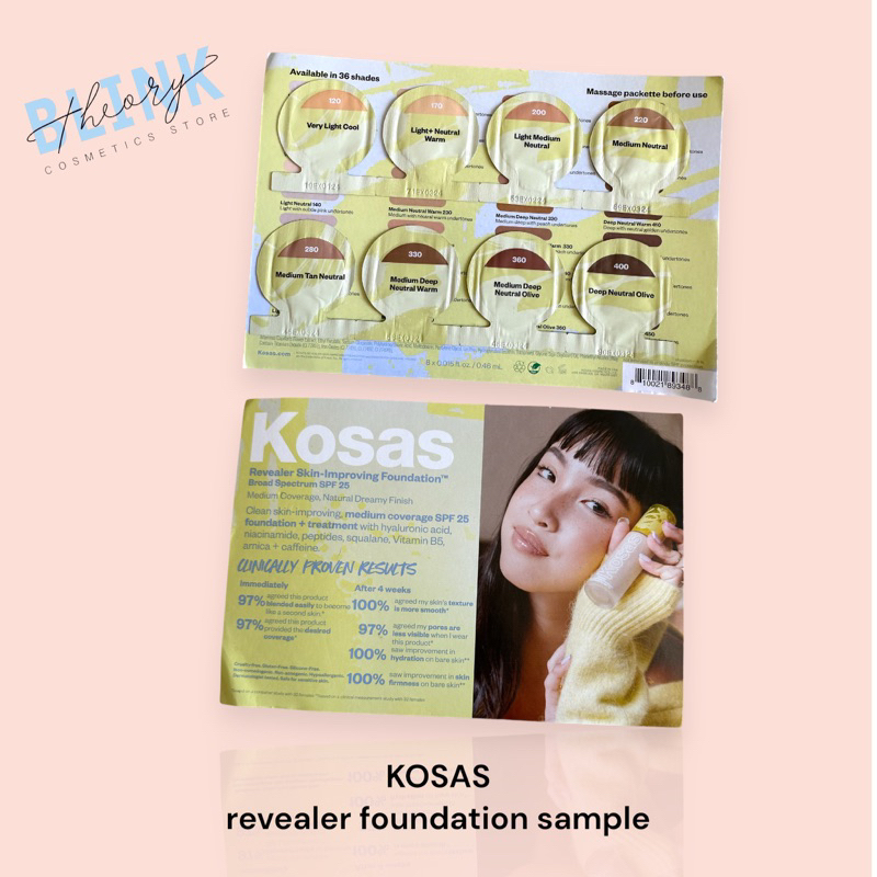 KOSAS REVEALER SKIN FOUNDATION SAMPLE CARD