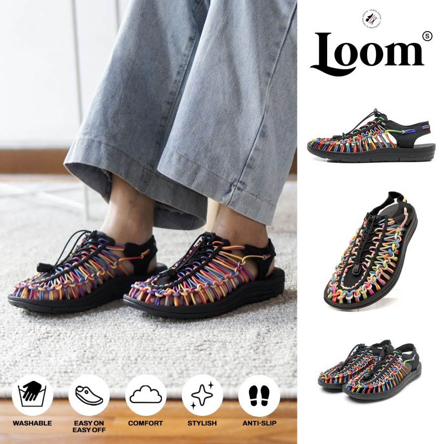 Sandal Wanita Portee Goods Loom Sandal Rainbow Black