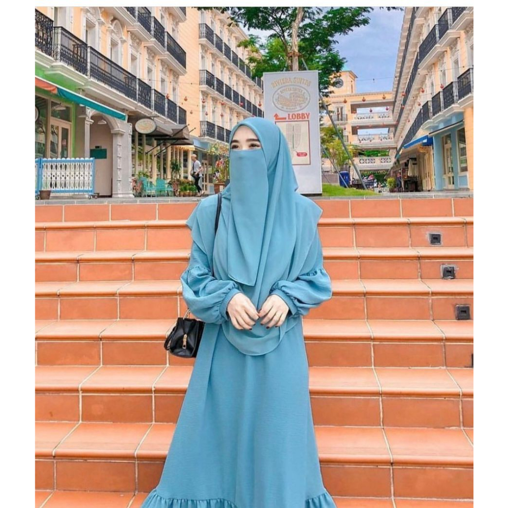 khimar segi empat oval non instan set cadar khimar malay curve  ceruty babydoll