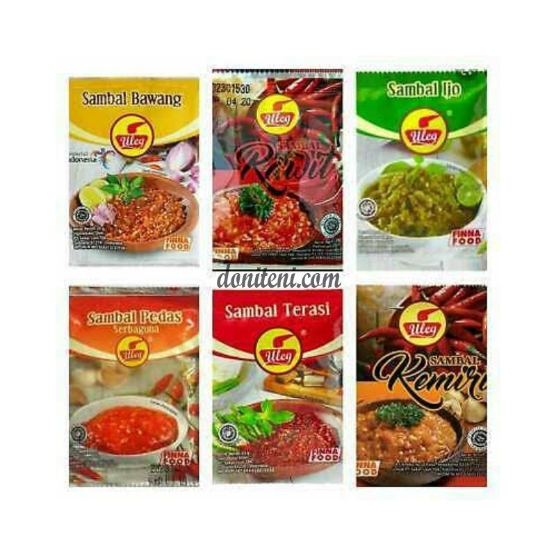 

ULEG SAMBAL 18 GRAM PAK (ISI 10) SAMBAL TERASI GEPREK RENDANG UDANG PEDAS IJO