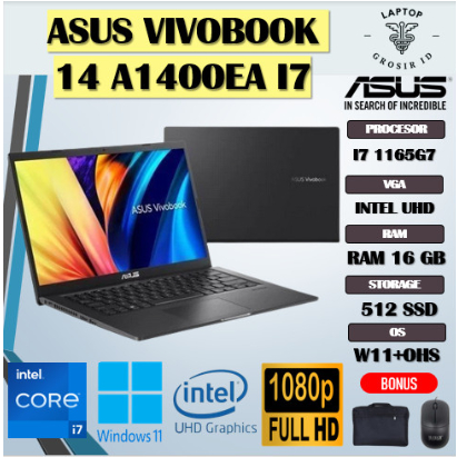 ASUS VIVOBOOK 14 A1400EA I7 1165G7 16GB 512GB W11+OHS 14.0FHD