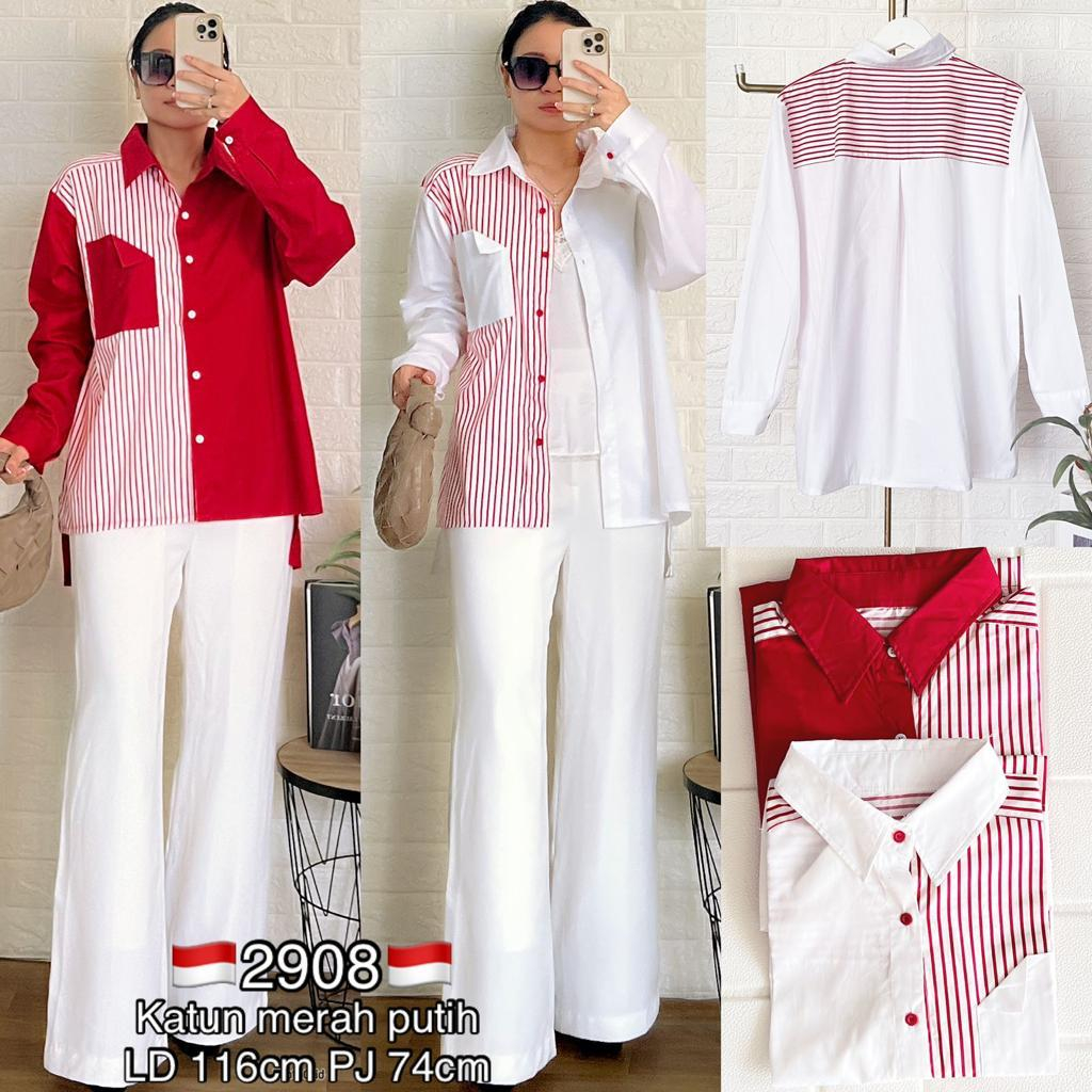 Atasan merah putih 2908 Hem Agustusan / Kemeja merah putih edisi Agustusan