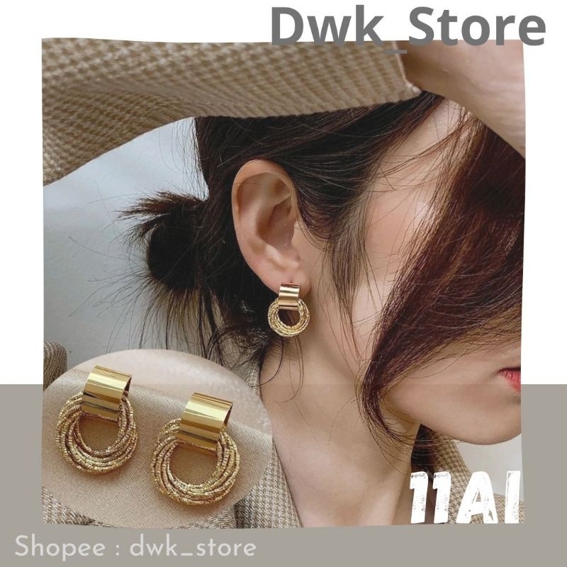 Anting Lingkar Emas / Anting Emas model Bulat Wanita / Anting Keren / Anting Modis / Anting Casual /