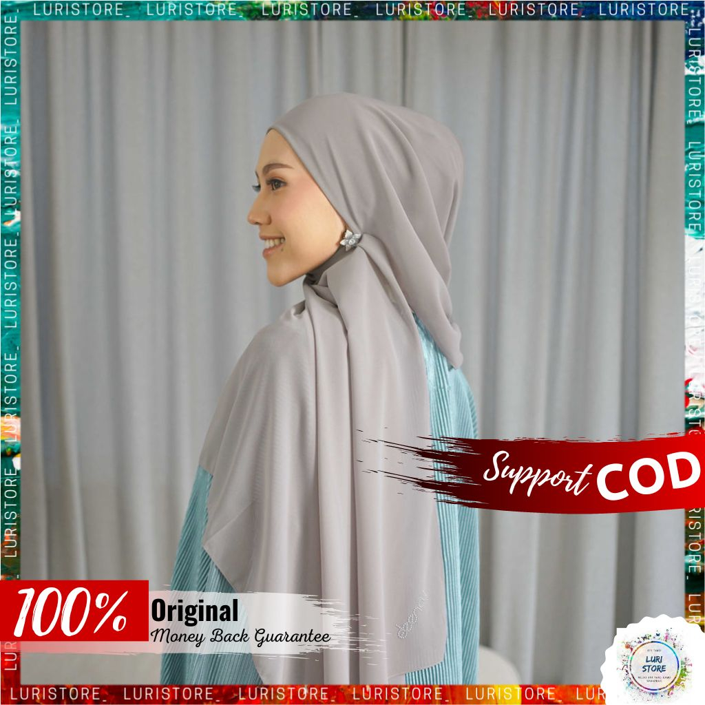 KERUDUNG DEENAY ORI PASHMINA INNER LIGHT GREY Jilbab Hijab Polos Terbaru Premium
