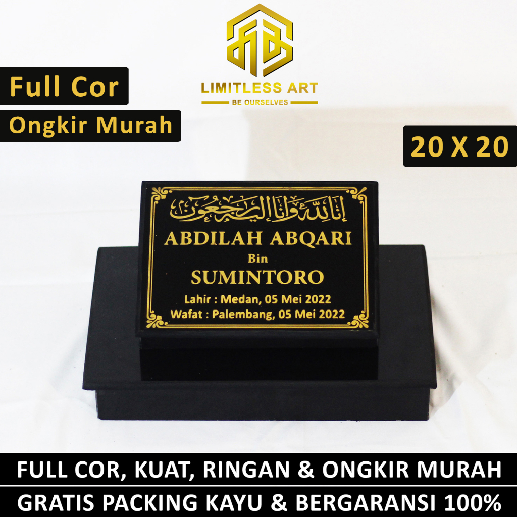 Batu Nisan Makam Granit Full Set Dudukan Lengkap Kepala Kijing Kuburan Hitam Putih Marmer Keramik Kayu CFG 20 X 20 / 20 X 30