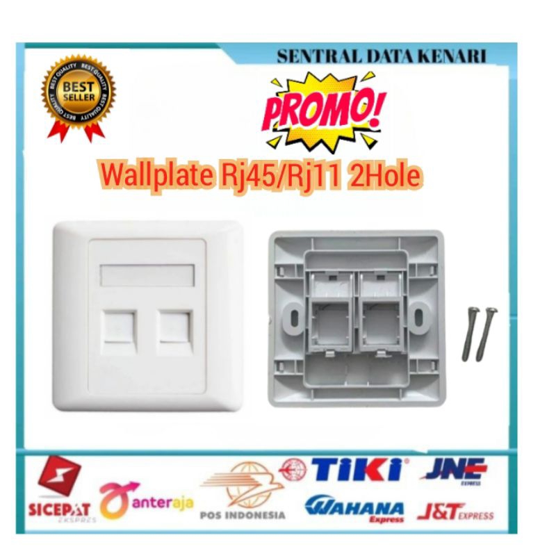 FacePlate 2 Hole Support Modular Rj45 & Rj11/ Cat6/Cat5/Cat3