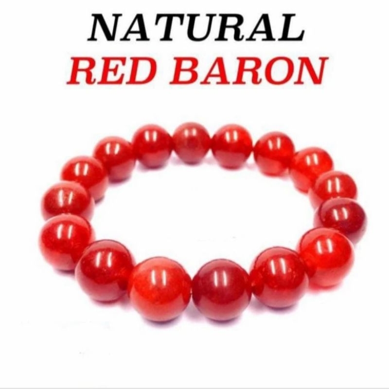 Gelang Batu Natural Giok Merah Red Baron