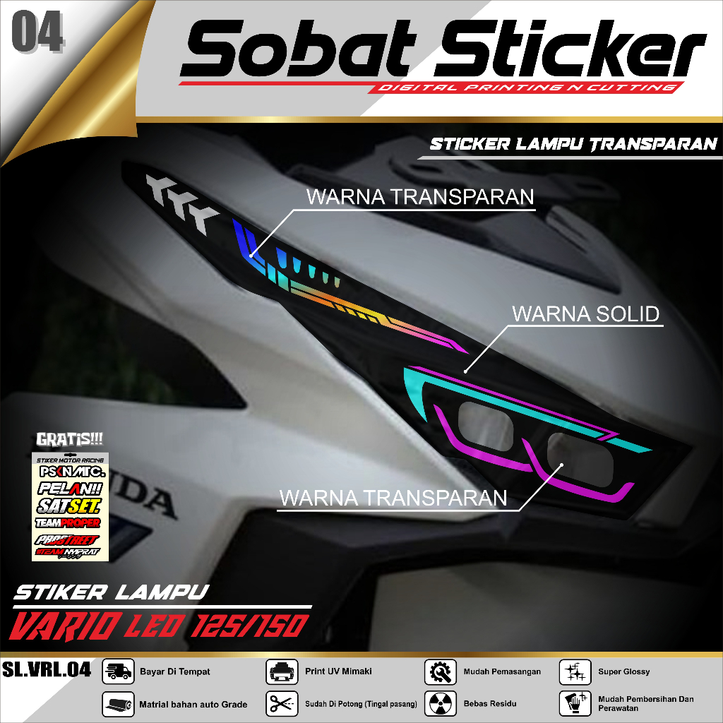 SB STIKER VARIASI LAMPU ALIS MOTOR VARIO 125 150 LED 04