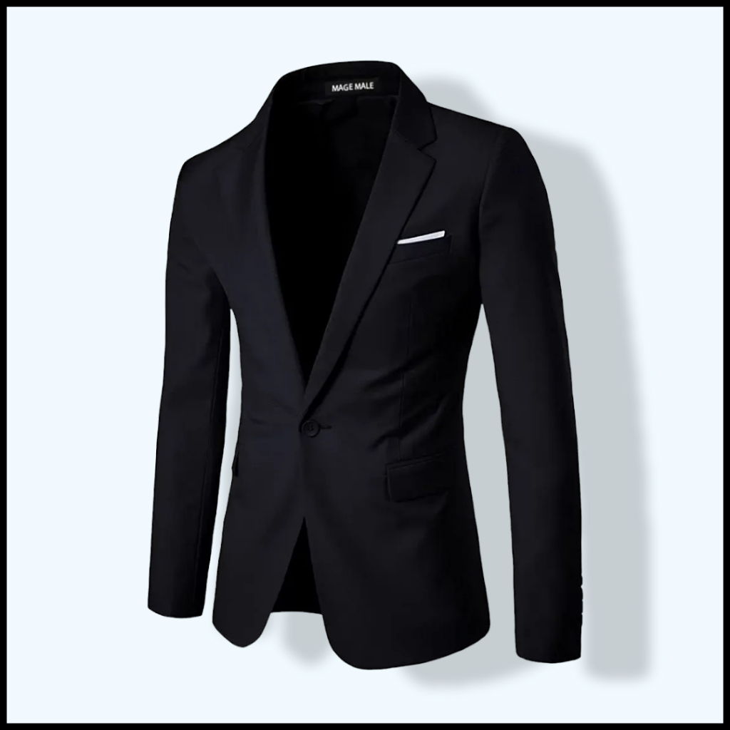 Jas Pria Dewasa Blazer Kasual Pria Jas Pria Polos List Putih Kancing 1