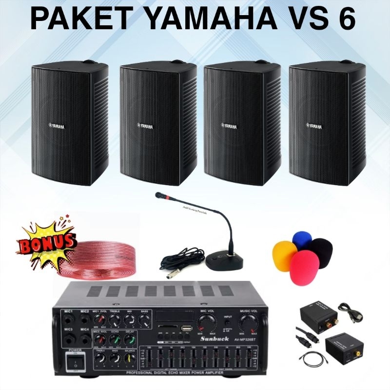 PAKET SOUND SYSTEM AUDIO CAFE DAN RESTO PAKET 4 SPEAKER YAMAHA 6 INCH PAKET TERMURAH YAMAHA FULL SET