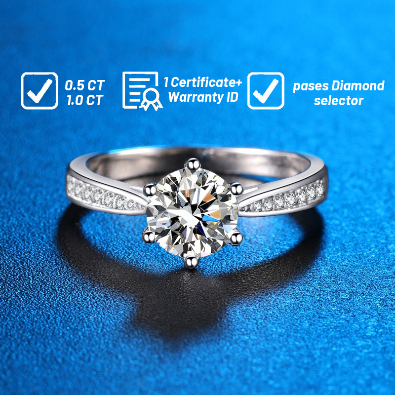 cincin moissanite wanita 925 asli- cincin berlian/0.5CT/1.0CT Sertifikat GRA