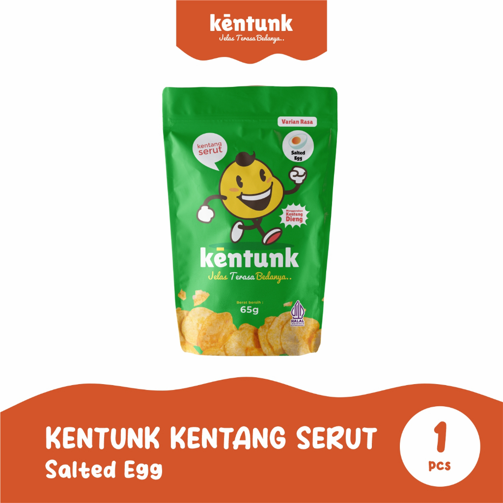 

KENTUNK Salted Egg 65g Cemilan Snack Keripik Kentang Serut Potato Chips Kripik Kentang Salted Egg Telur Asin