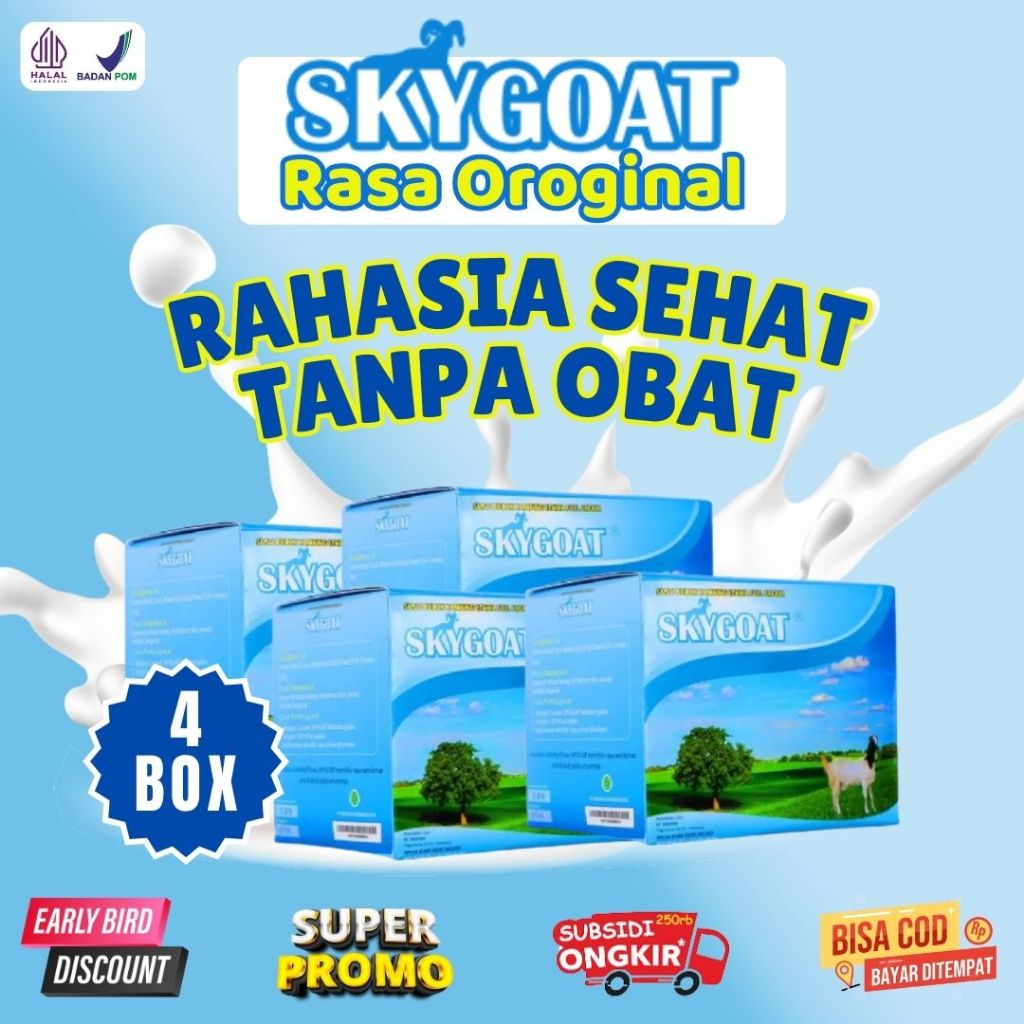 

( BISA COD ) 4 BOX Skygoat Susu Kambing Etawa Original Dengan Bubuk Krim | Susu Kambing Murni Skygoat Per Box