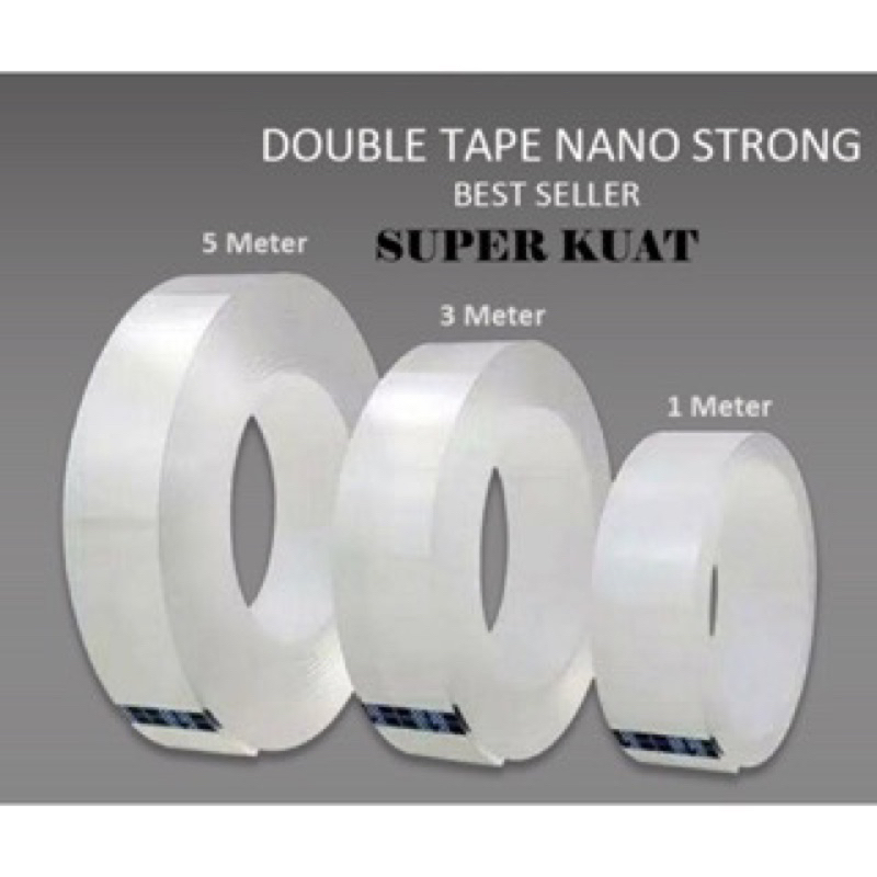 

TA-DOUBLE TAPE NANO BENING TRANPARAN 1M 3M 5M / NANO TAPE 1 METER / DOUBLE TAPE AJAIB ISOLASI BENING