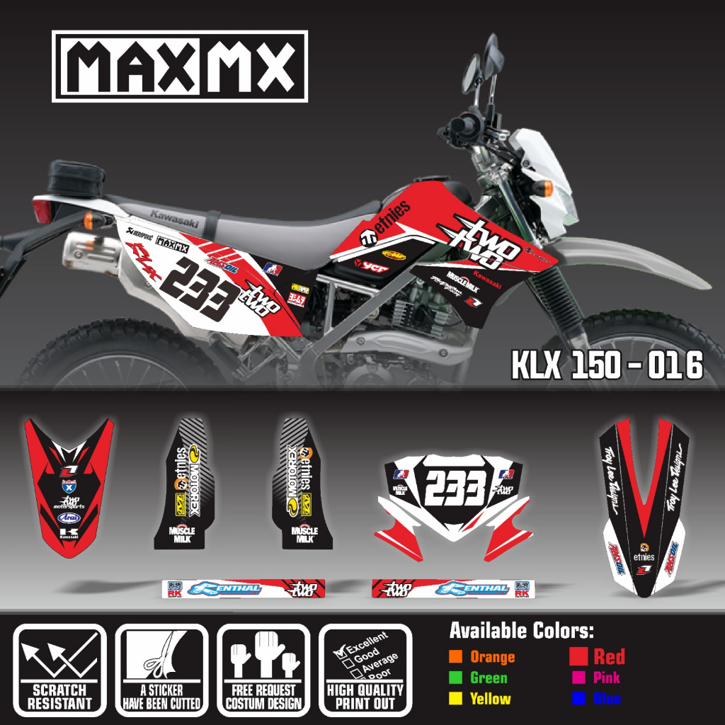 decal stiker keren full body klx 150 old merah putih hitam
