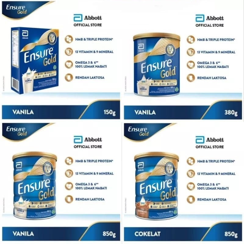 

Ensure Gold/Vanila/Coklat/Gandum 150 Gram/380 Gram/850 Gram