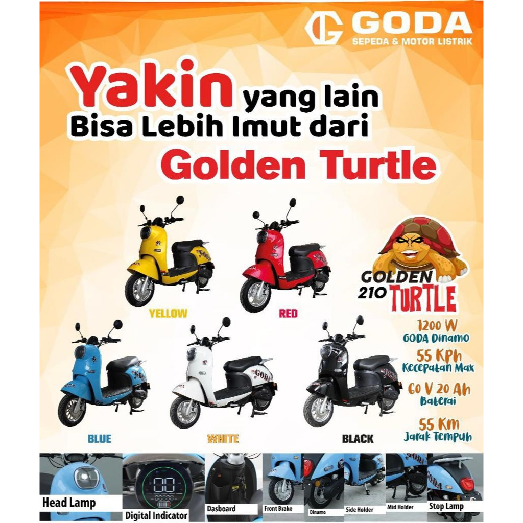 motor listrik new goda 210 turtle(of the road) ready makassar promo murah