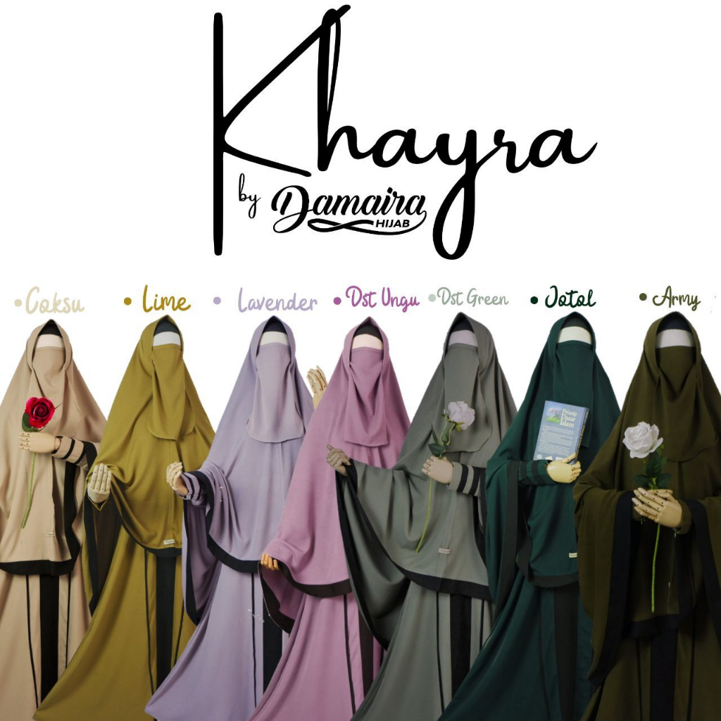 Set Gamis Khimar Pad Khayra by Damaira