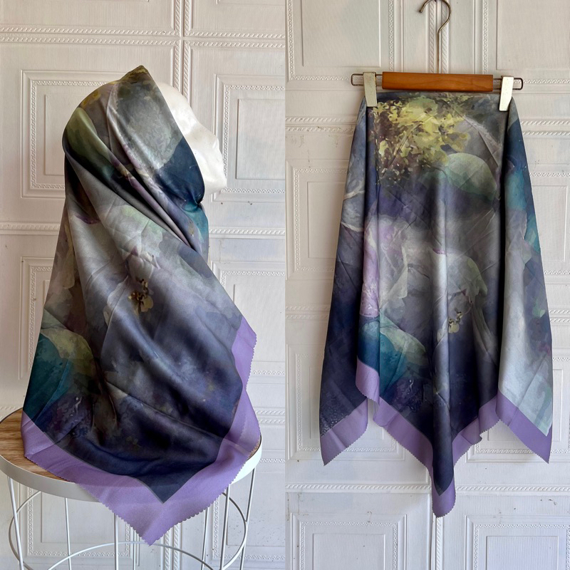 HIJAB VOAL MOTIF BUNGA LILAC SERIES/HIJAB PATTERN BEST SELLER KODE 67GN/DENAY MOTIF TERBARU