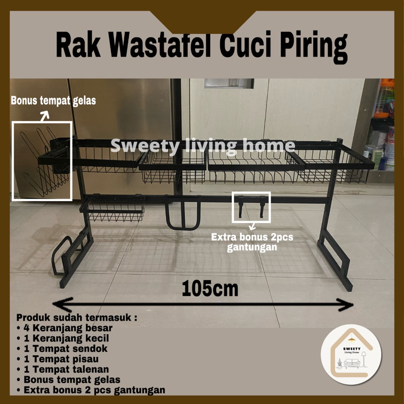 Rak Wastafel cuci piring 105cm/ Rak Pengering Piring 105cm 85cm 65cm