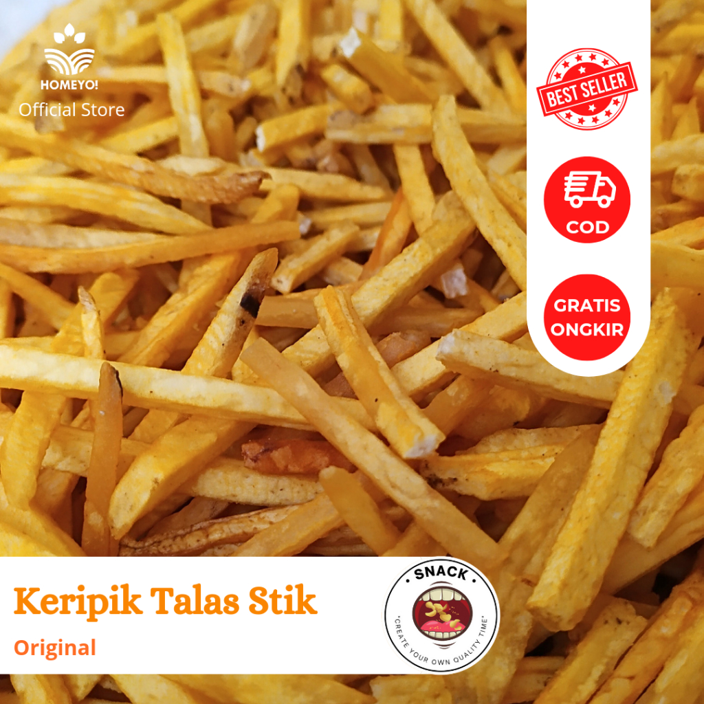 

250 GR - KERIPIK TALAS STIK / ANEKA CAMILAN MAKANAN RINGAN / SNACK KILOAN BAL PARCEL RAMADHAN LEBARAN BEST SELLER MURAH KERUPUK KERIPIK