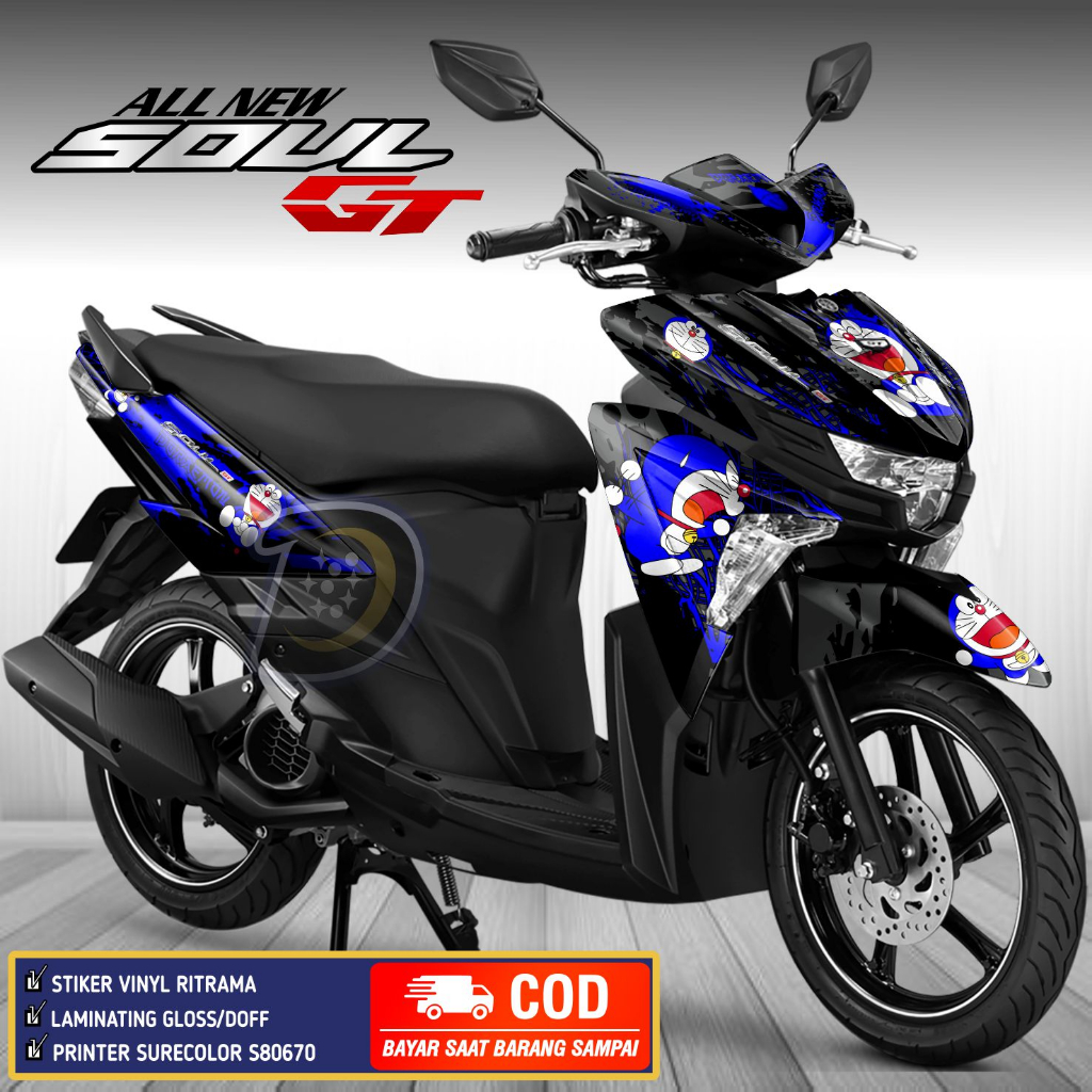 Decal Soul Gt 125 Striping Yamaha Soul Gt 125 Stiker Motor Soul Gt Doraemon Type 2