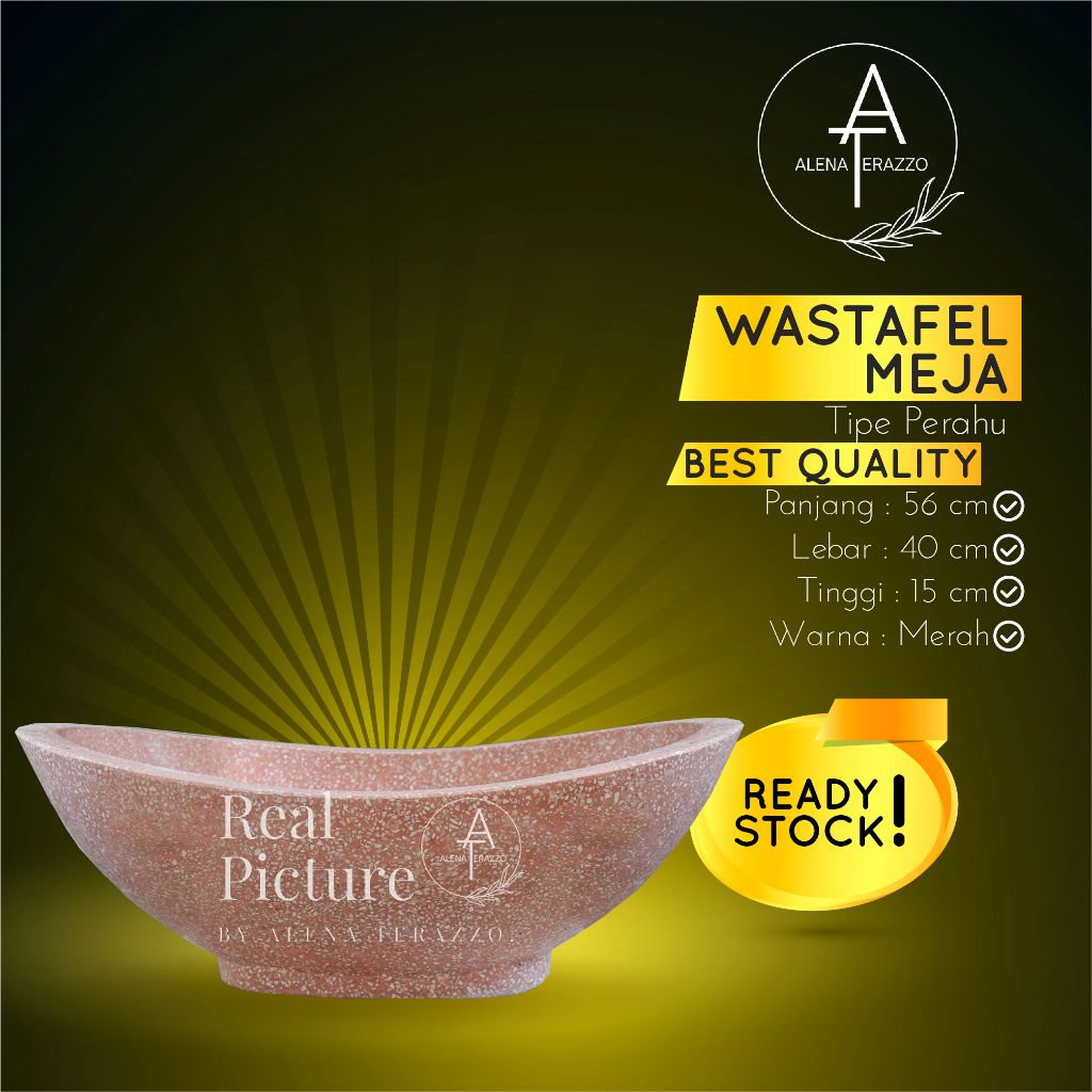 WASTAFEL TERASO MARMER PORTABLE TIPE PERAHU | WASTAFEL CUCI TANGAN ALENA TERAZZO