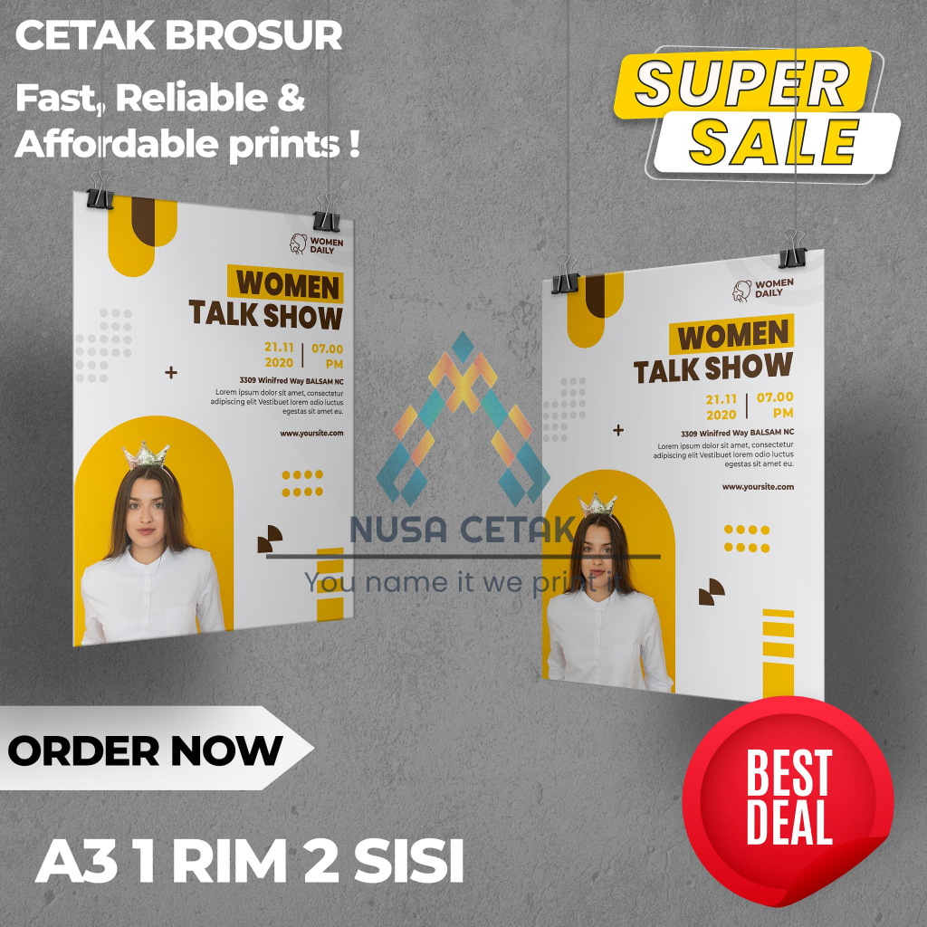 

Cetak Brosur/Flyer Murah A3 - 2 SISI (500lbr / 1 RIM) Murah ! | PO 2 HARI