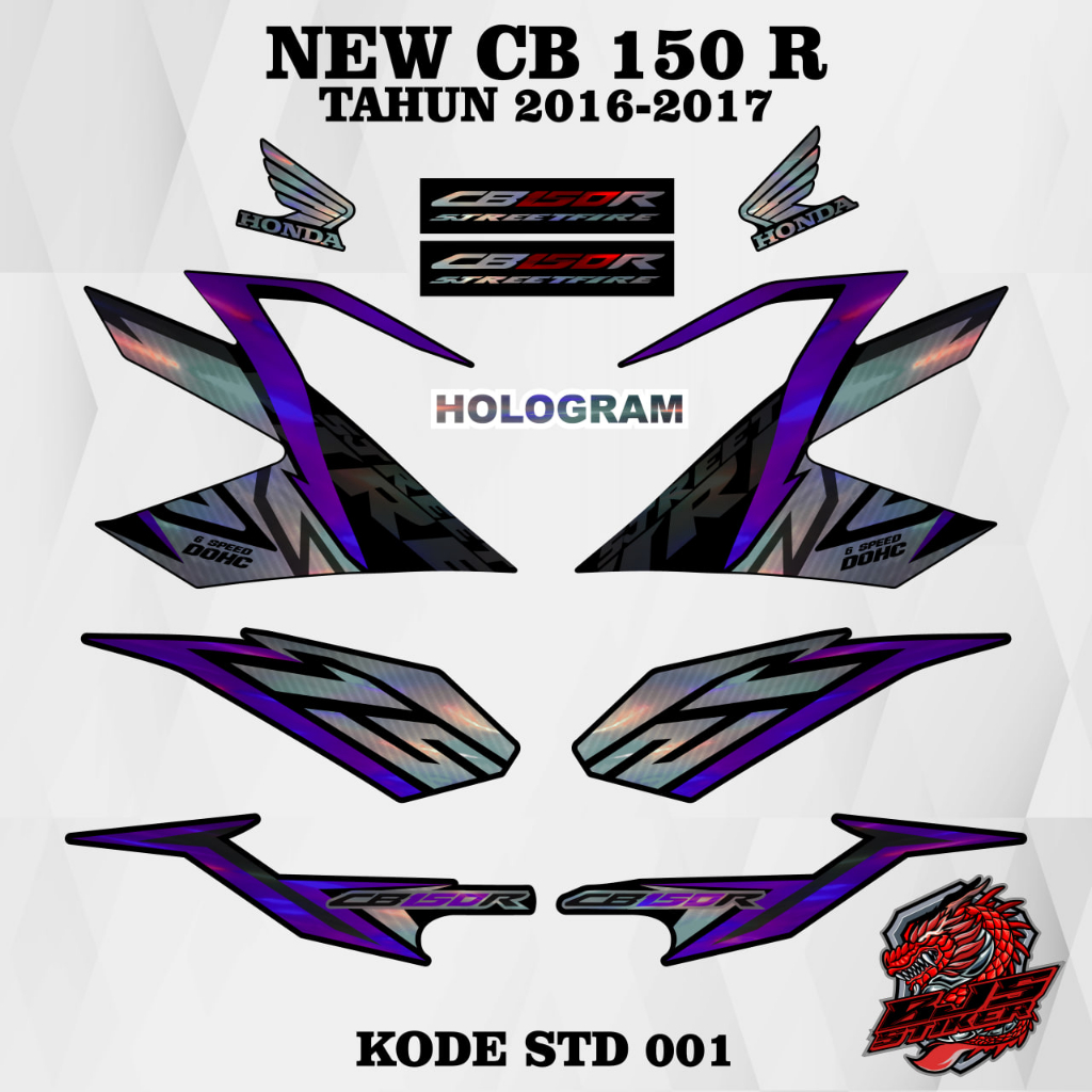 Striping new cb 150 r v2 - Stiker Decal HOLOGRAM / MIRROR CHROME NEW CB 150 R CB 150R KODE STD 001