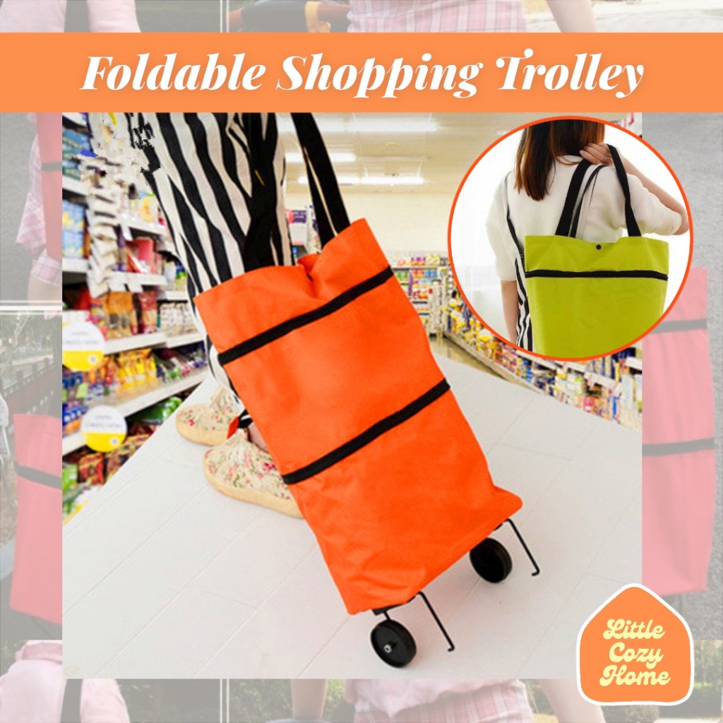 Foldable Shopping Trolley / Tas Troli Keranjang Belanja Lipat Roda Kantung Tote Bag Serbaguna Belanjaan Supermarket Trolly Troly Pasar Tas Koper Expandable