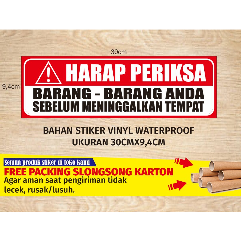 

Stiker harap periksa barang bawaan / stiker himbauan / stiker vinyl waterproof